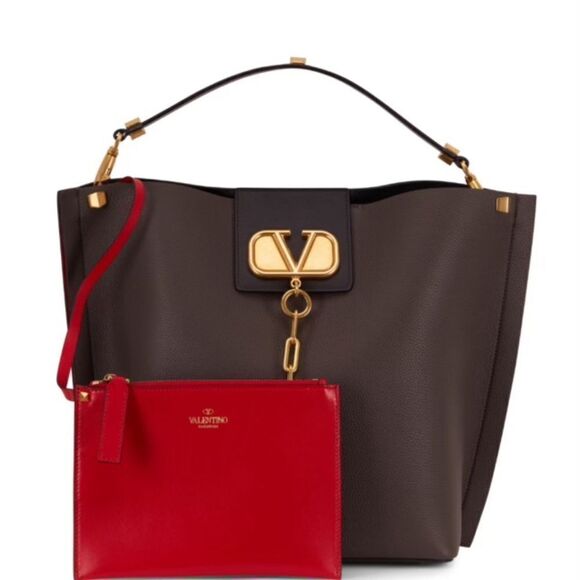 VALENTINO GARAVANI
V-Logo Dark Gray Grained Leather Medium Hobo Bag - Picture 3 of 9